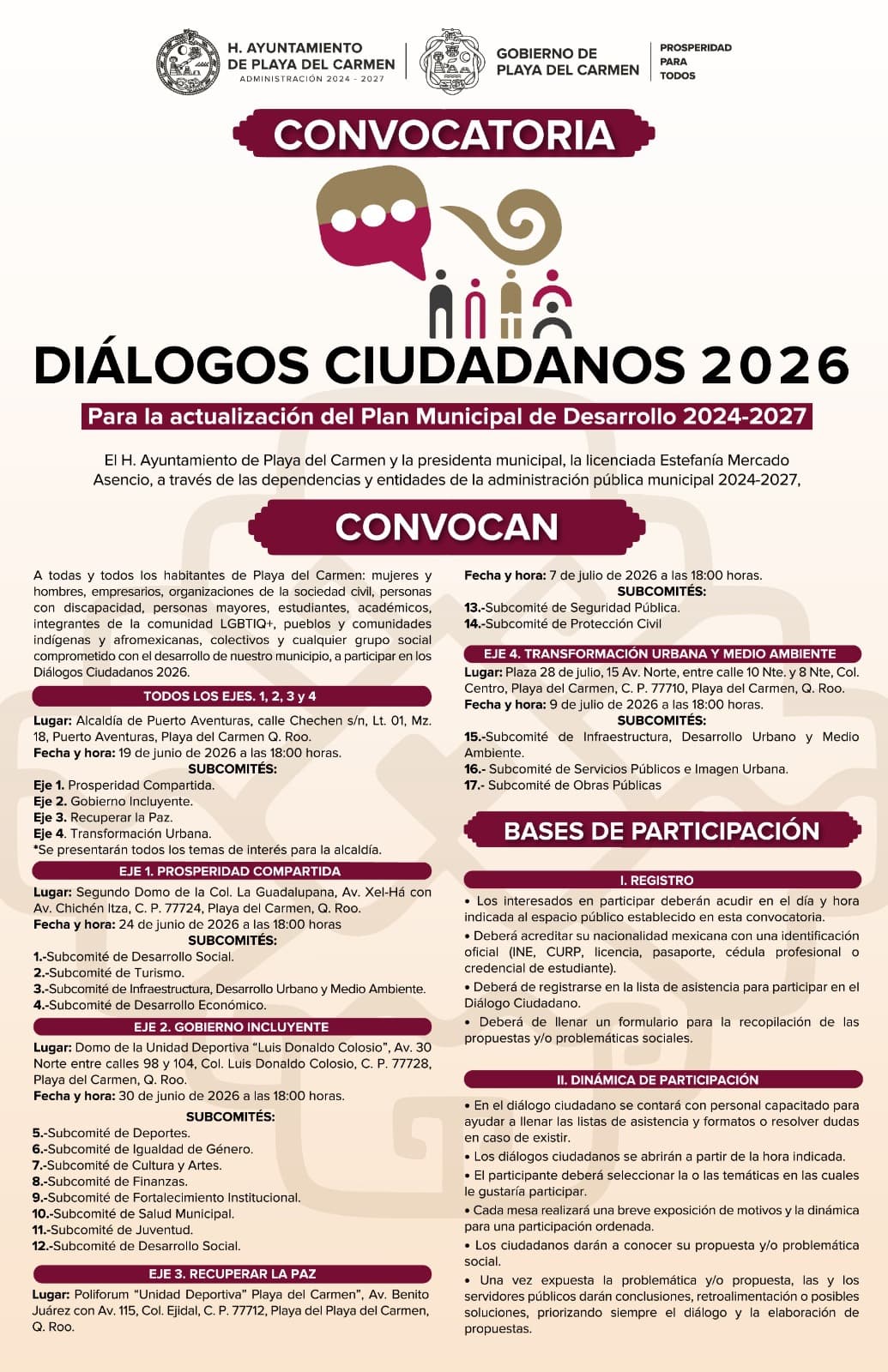Gobierno de Playa del Carmen fortalece la participación social con los Diálogos Ciudadanos 2026